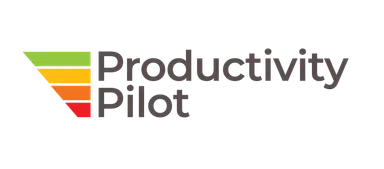 productivity pilot logo with green and white colors, modern tech design